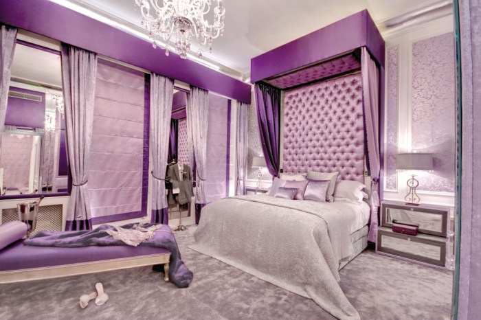 Purple bedroom interior design