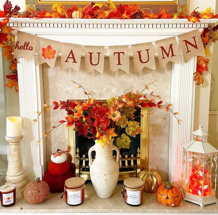 Fall fireplace decor ideas