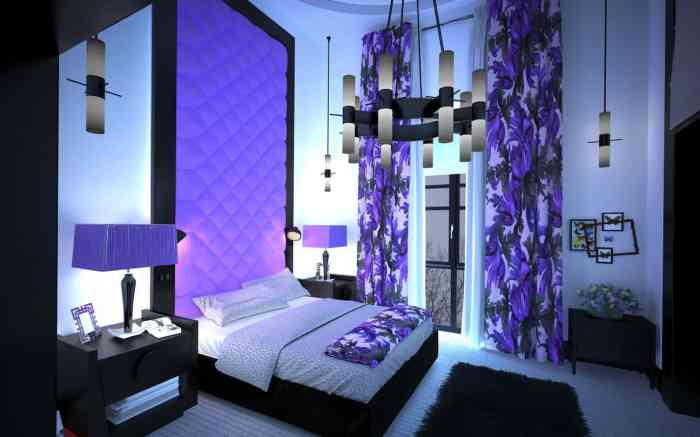 Purple bedroom interior design